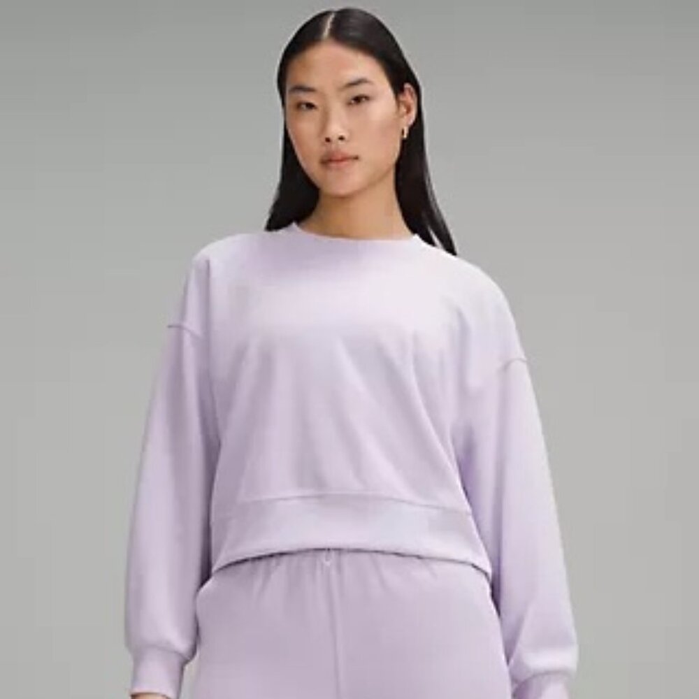 lululemon Softstreme Perfectly Oversized Cropped Crew Lilac Ether Size 6